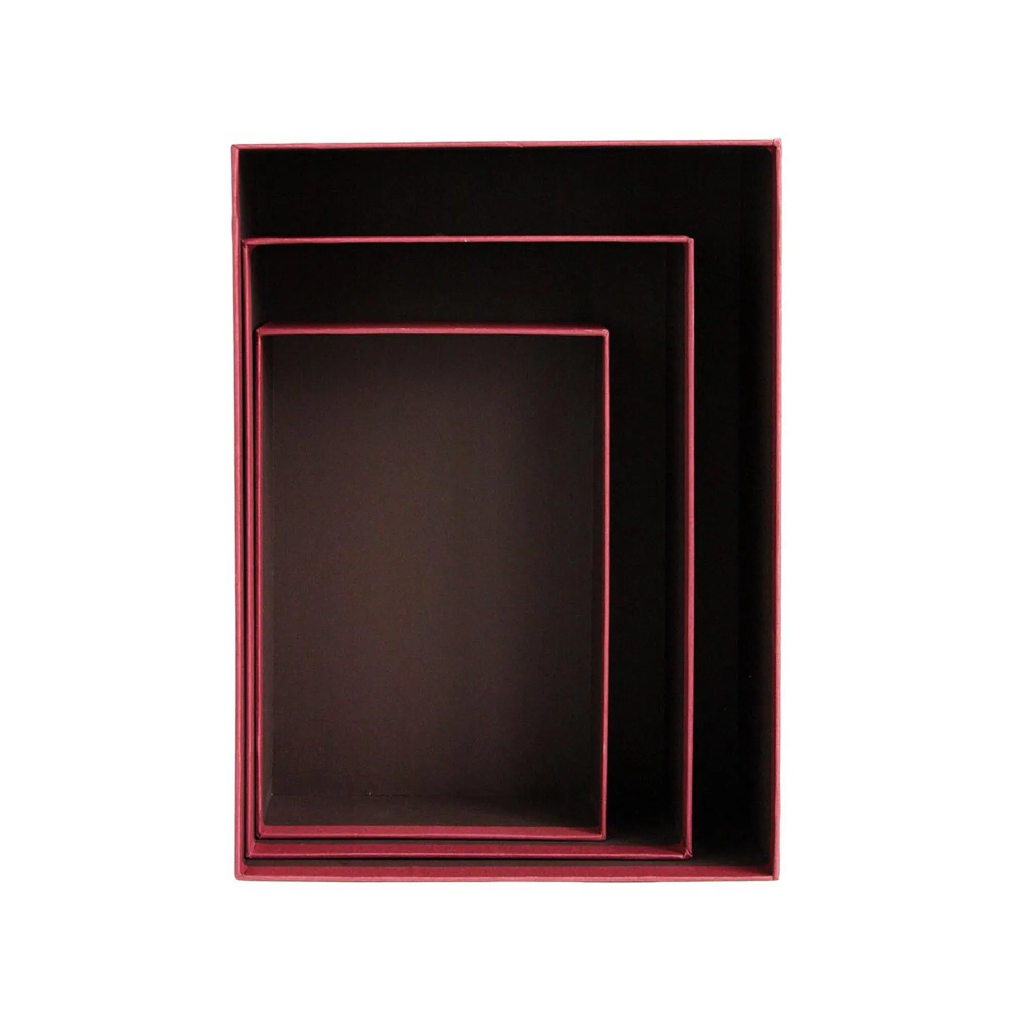 Elegant Burgundy/Black Gift Boxes - Set of 3 (Sizes Available)