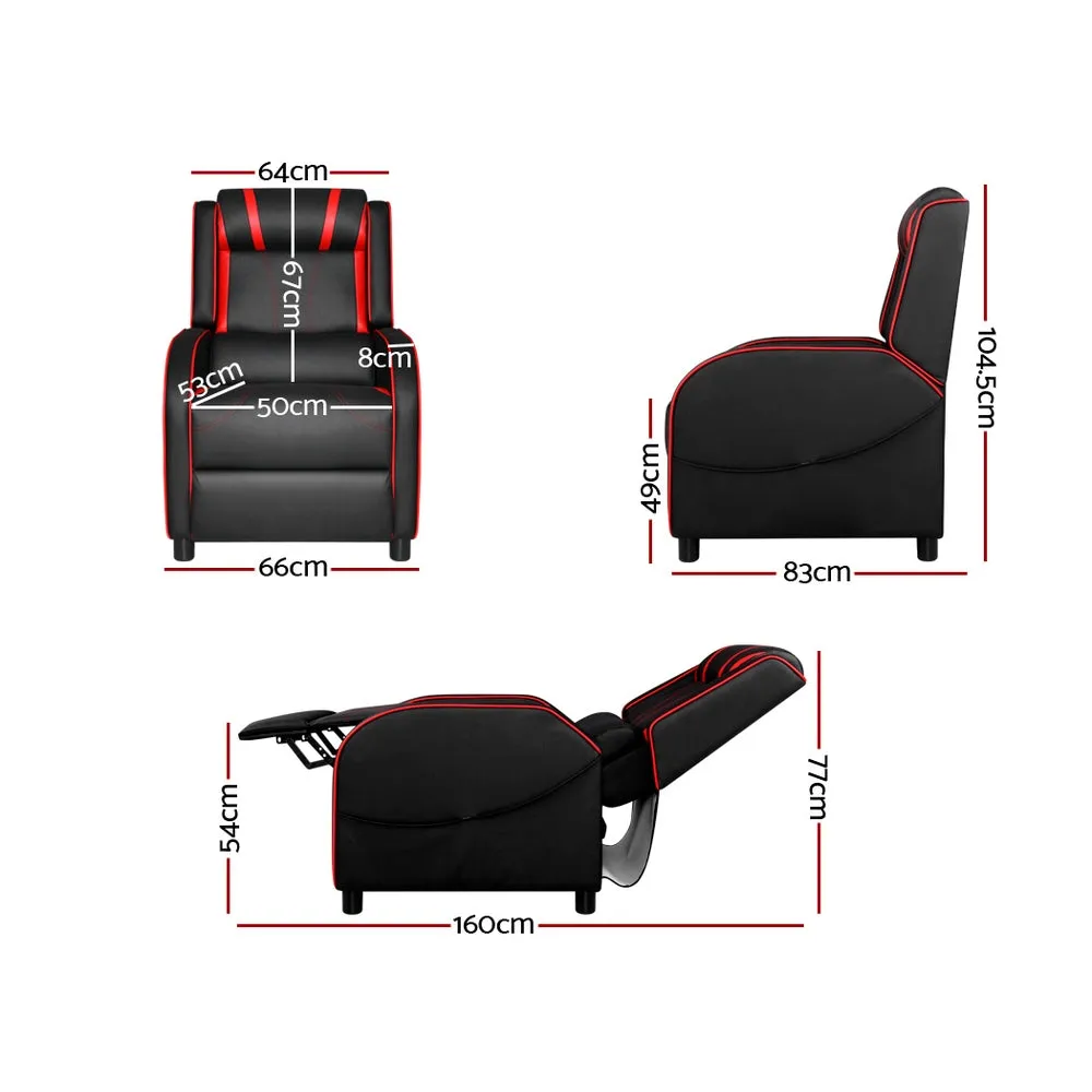 Ergonomic PU Leather Gaming Recliner Chair, Black - Artiss