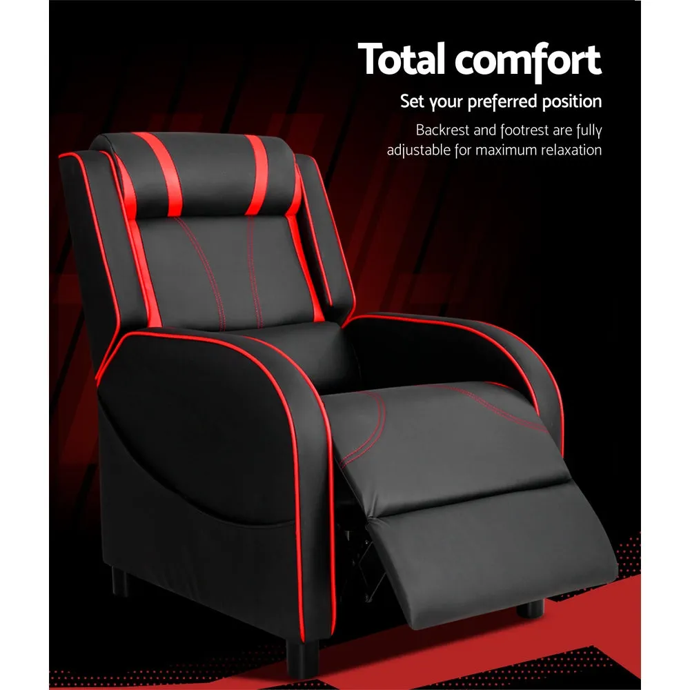 Ergonomic PU Leather Gaming Recliner Chair, Black - Artiss