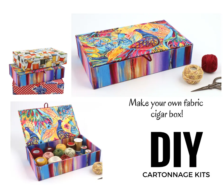 Fabric cigar box DIY kit, cartonnage kit 209