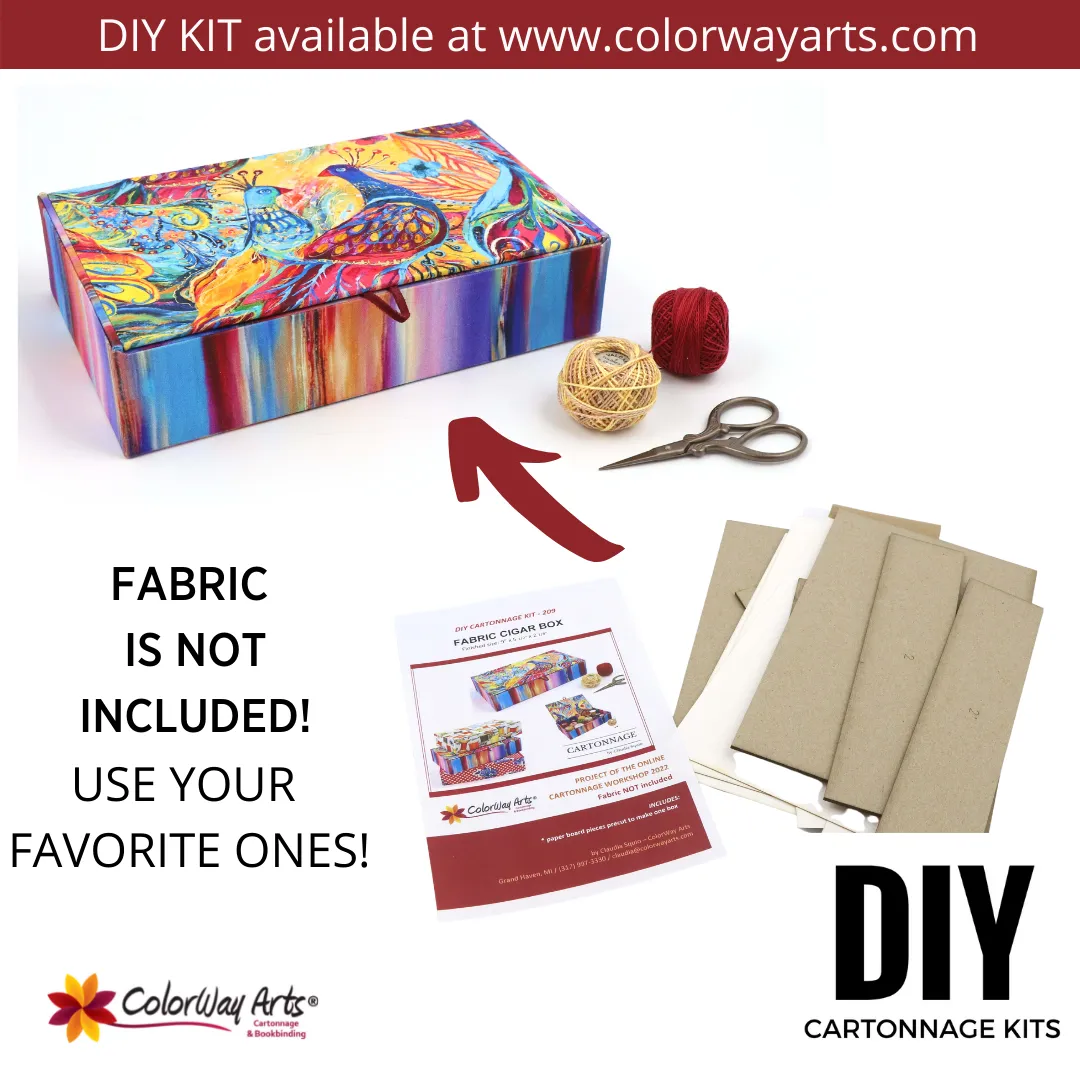 Fabric cigar box DIY kit, cartonnage kit 209