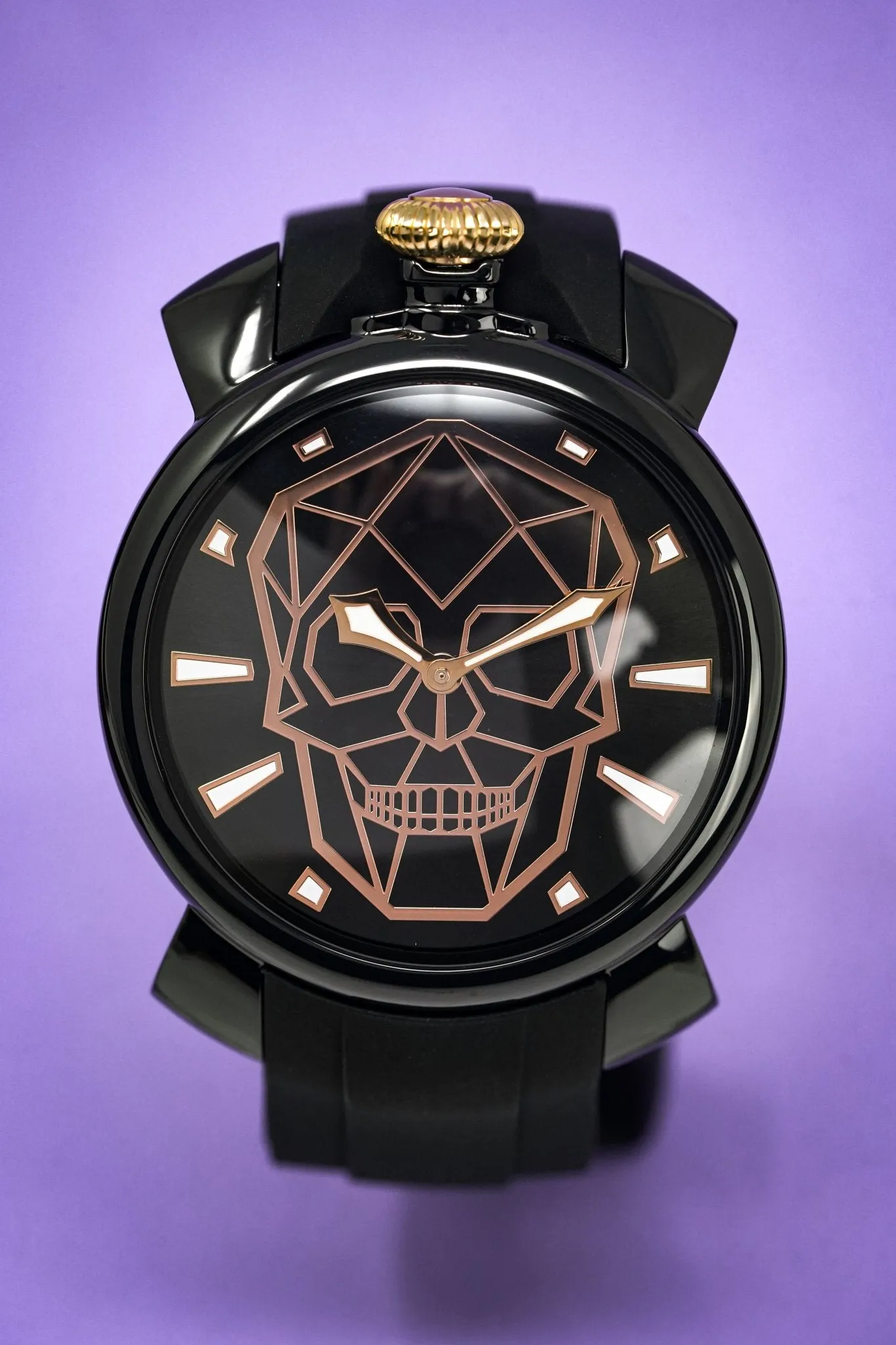 Gaga Milano Watch Slim 46 Bionic Skull Black PVD 5082.BS01