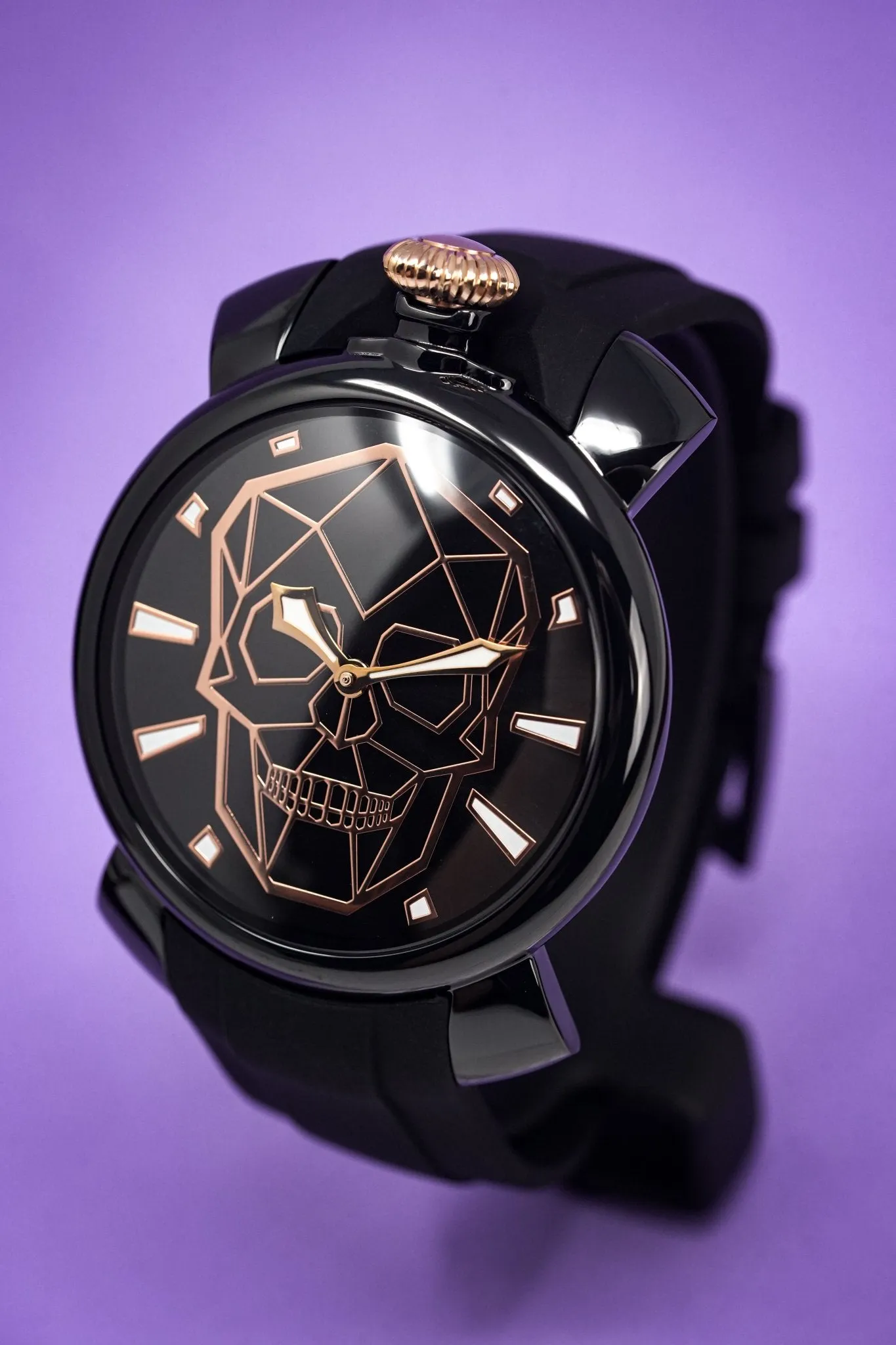 Gaga Milano Watch Slim 46 Bionic Skull Black PVD 5082.BS01