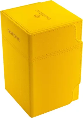 Gamegenic Watchtower 100  XL Convertible Deck Box | Double-Sleeved Card Storage | Card Game Protector | Nexofyber Surface | Holds Up to 100 Cards | Yellow Color |