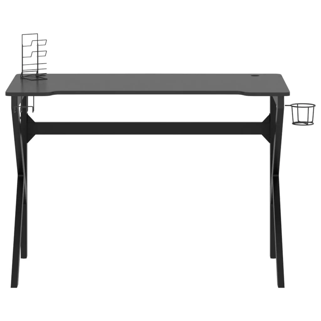 Gaming Desk with K Shape Legs Black 110x60x75 cm