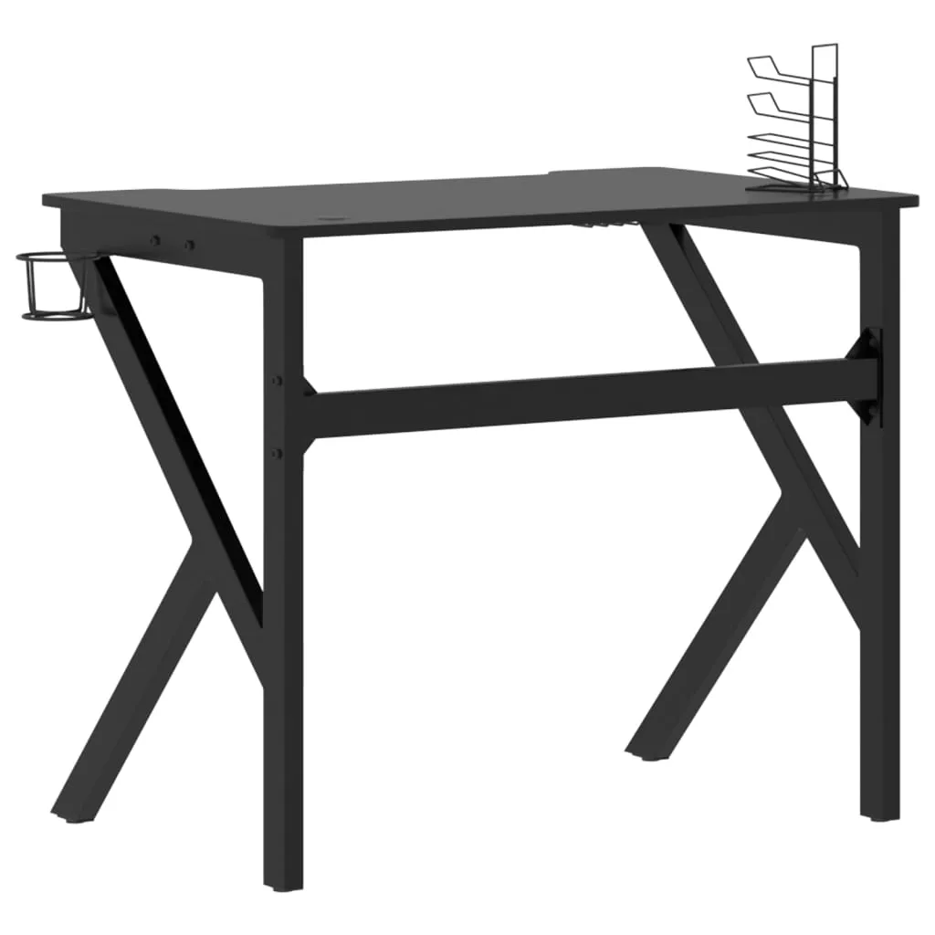 Gaming Desk with K Shape Legs Black 90x60x75 cm