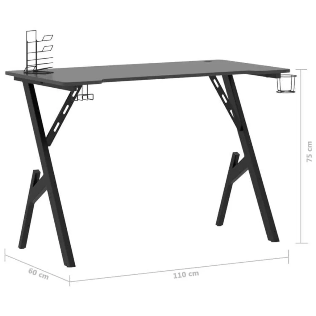 Gaming Desk with Y Shape Legs Black 110x60x75 cm