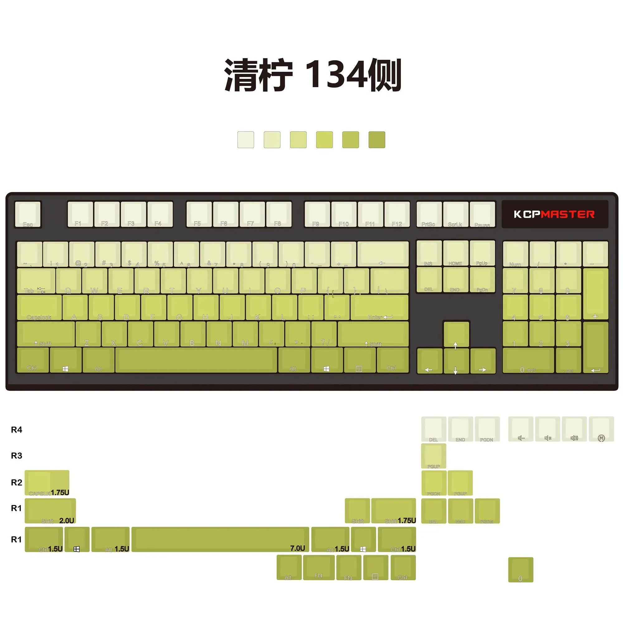 Gradient Lime Keycap Dip Dye Doubleshots PBT Lemon for keyboard 87 tkl 104 bm60 xd68 CSTC75 BM87 BM65 CSTC75 VN96