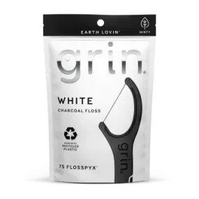 Grin White Charcoal Floss Pic 75pcs