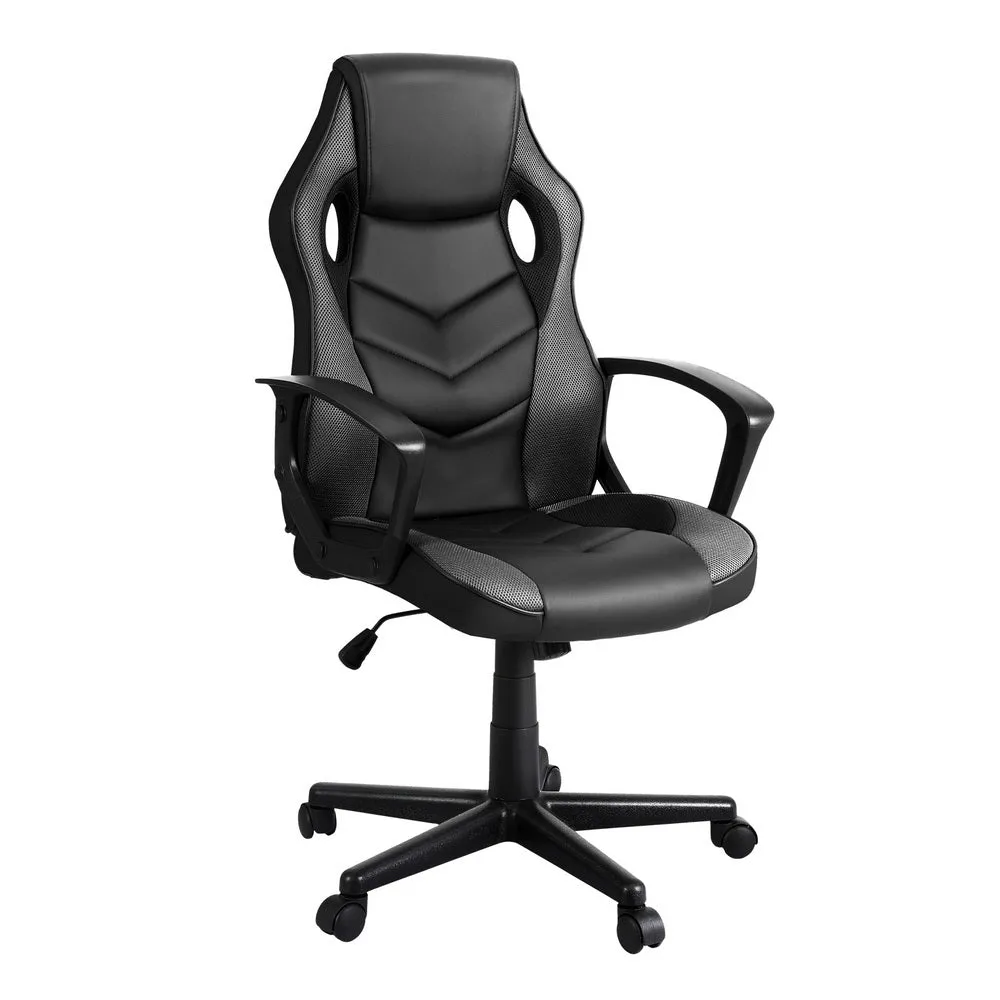 High-Back Grey Gaming Office Chair 360° Rotating - Artiss