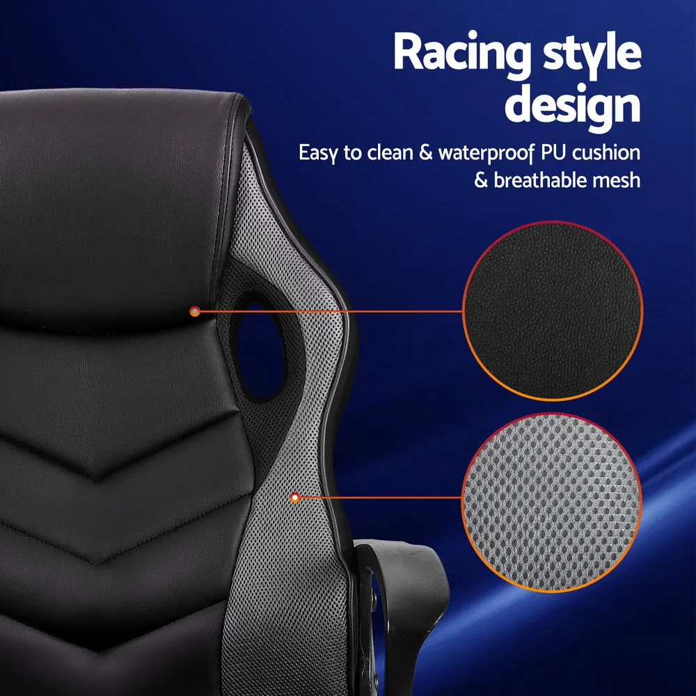 High-Back Grey Gaming Office Chair 360° Rotating - Artiss