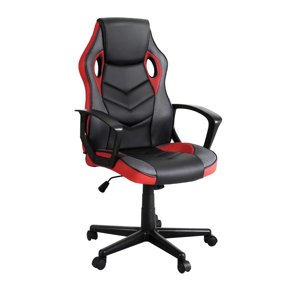 High-Back PU Leather Gaming Office Chair, Red - Artiss