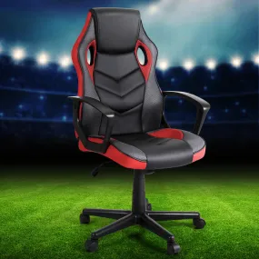 High-Back PU Leather Gaming Office Chair, Red - Artiss