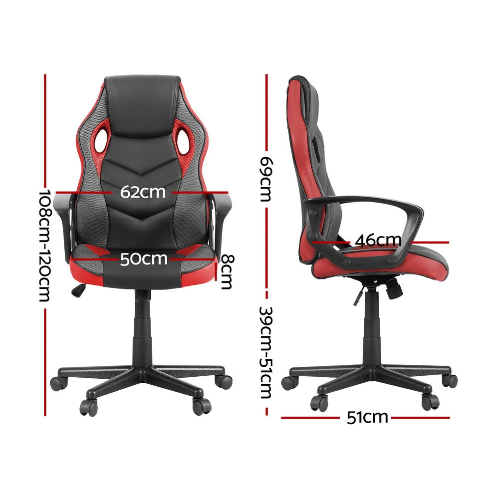 High-Back PU Leather Gaming Office Chair, Red - Artiss