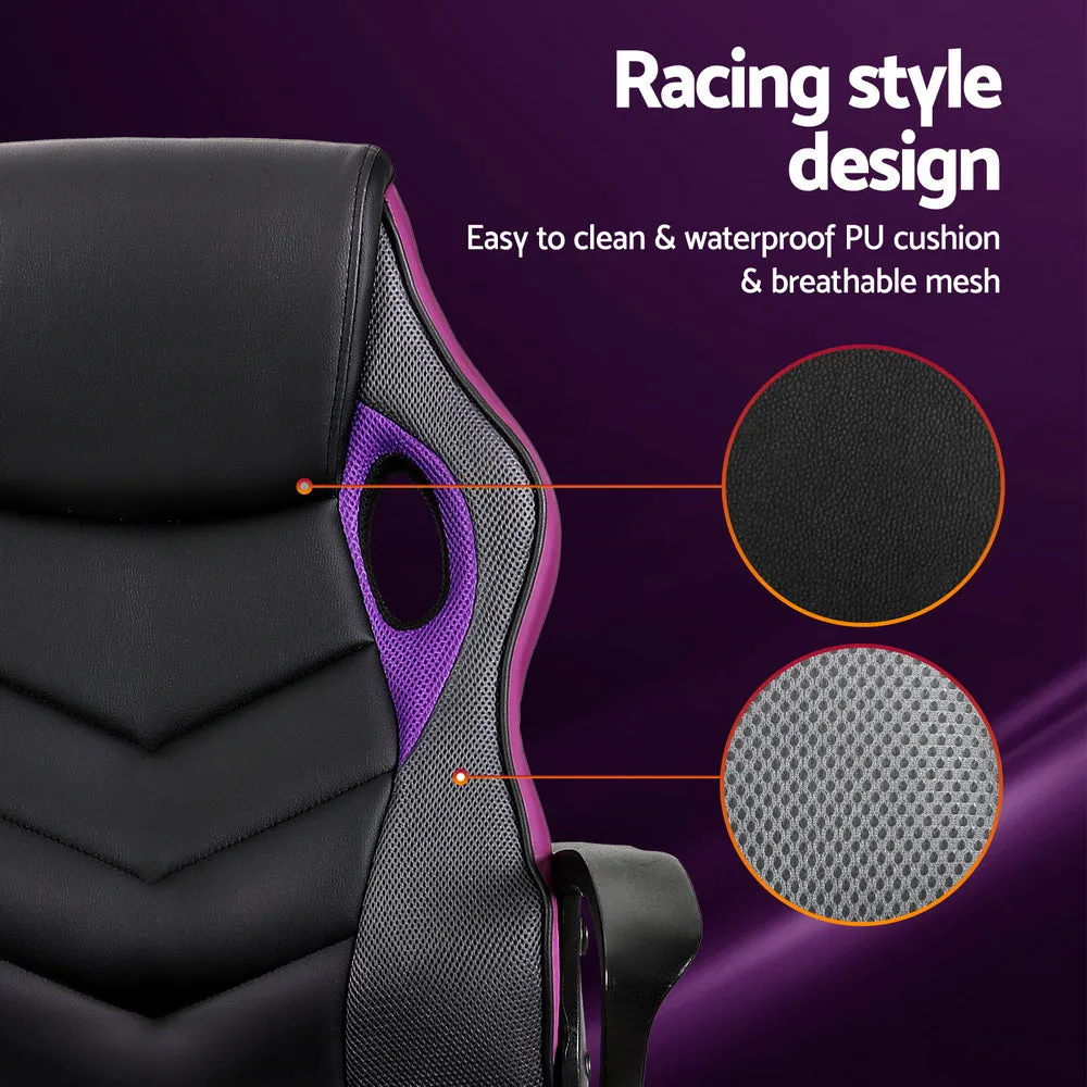 High-Back PU Leather Mesh Gaming Chair, Adjustable - Artiss