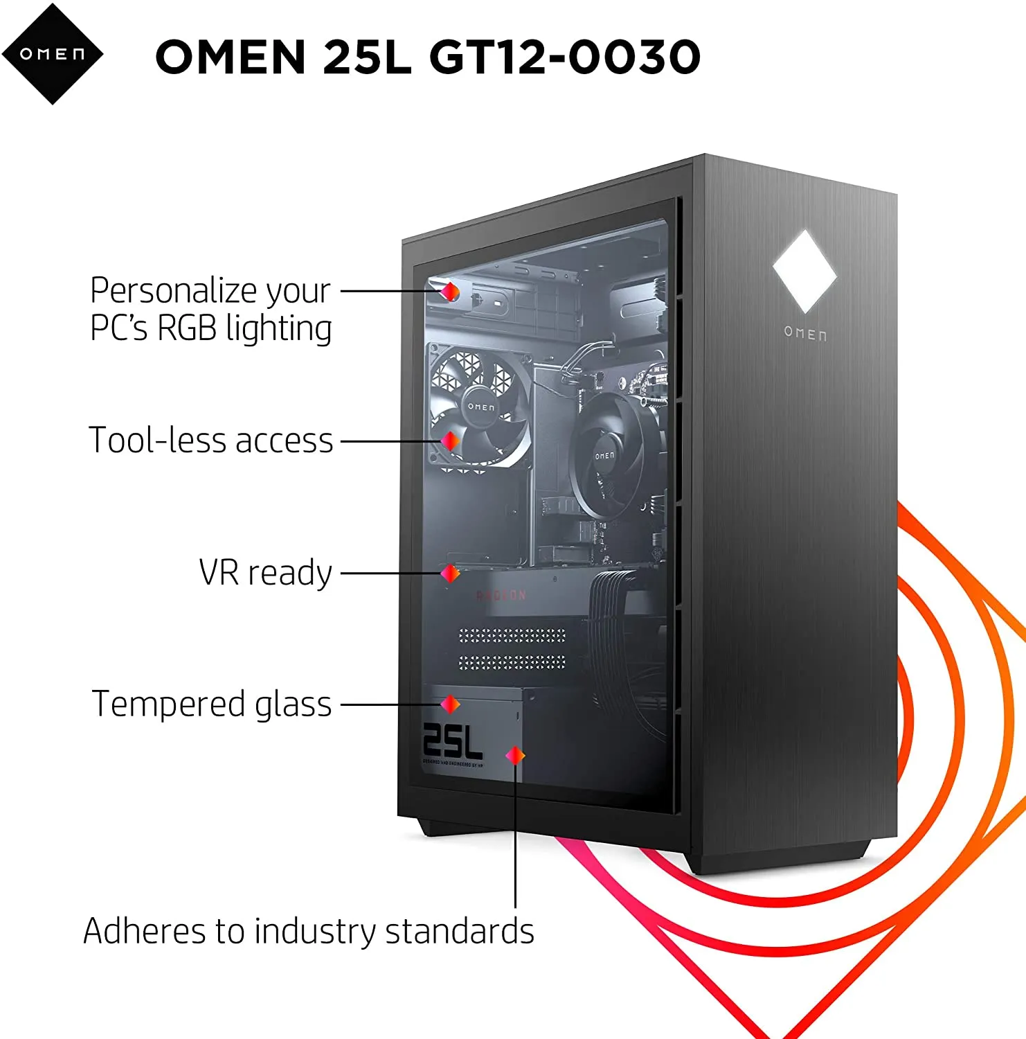 HP Omen 25L Gaming Desktop Ryzen 7 8-Core 16Gb 512SSD RX5500 4GB