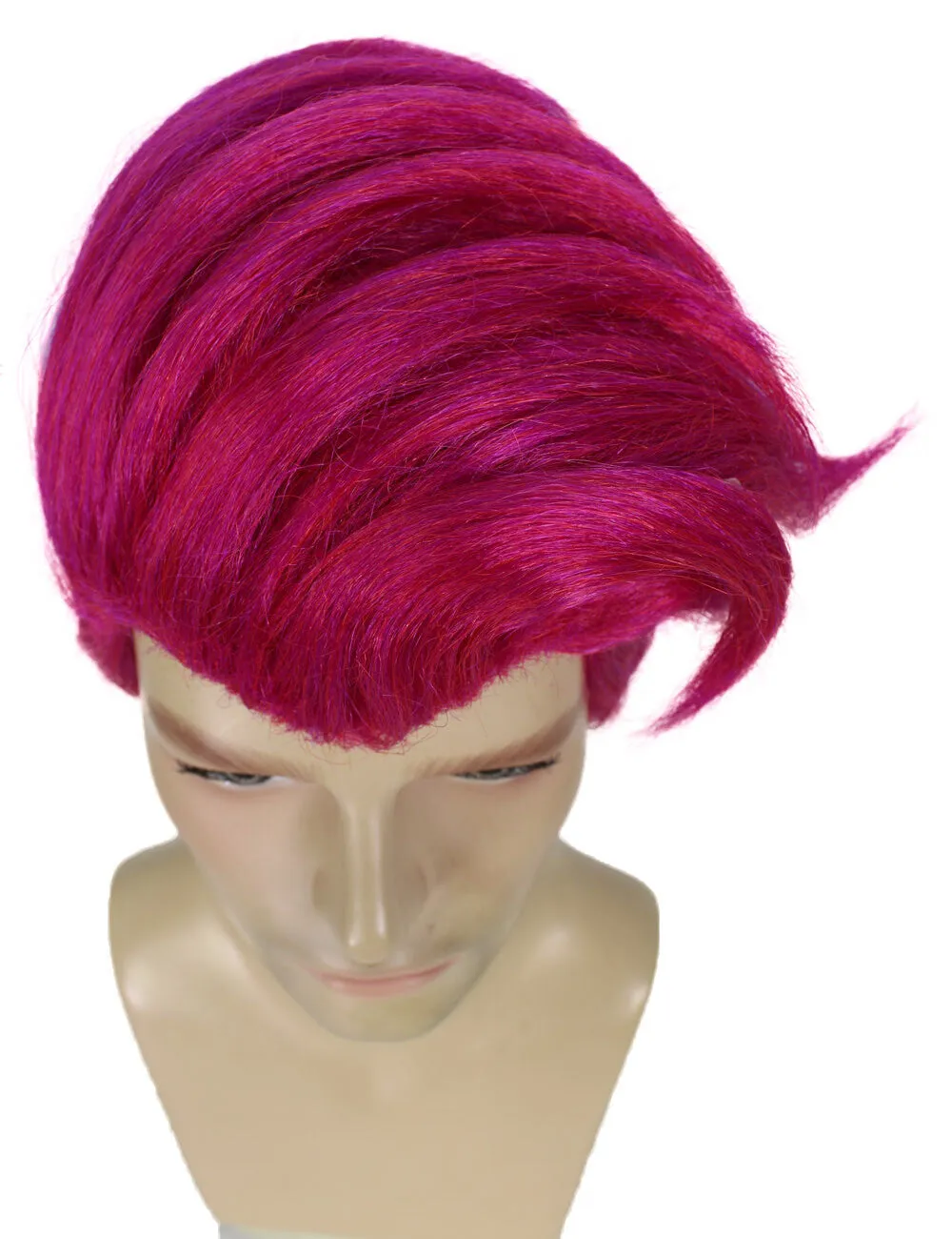 HPO Adult Men's Short Pink Gaming Character Cosplay Wig, Perfect For Halloween, Flame-Retardant Synthetic Fiber