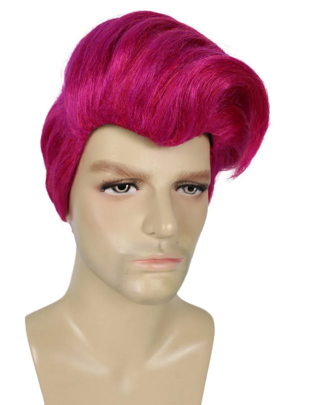 HPO Adult Men's Short Pink Gaming Character Cosplay Wig, Perfect For Halloween, Flame-Retardant Synthetic Fiber