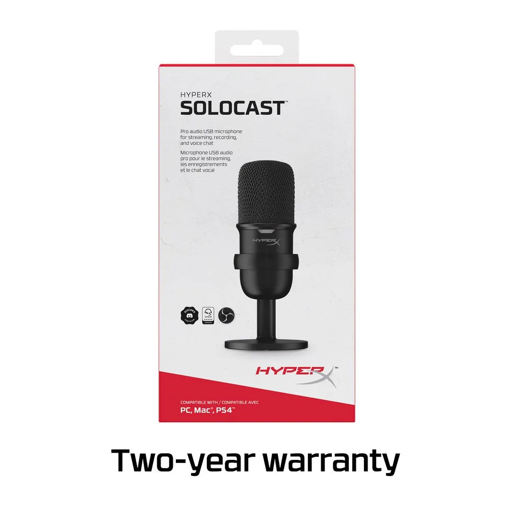 HyperX SoloCast USB Gaming Microphone for Streamers and Content Creators - Black