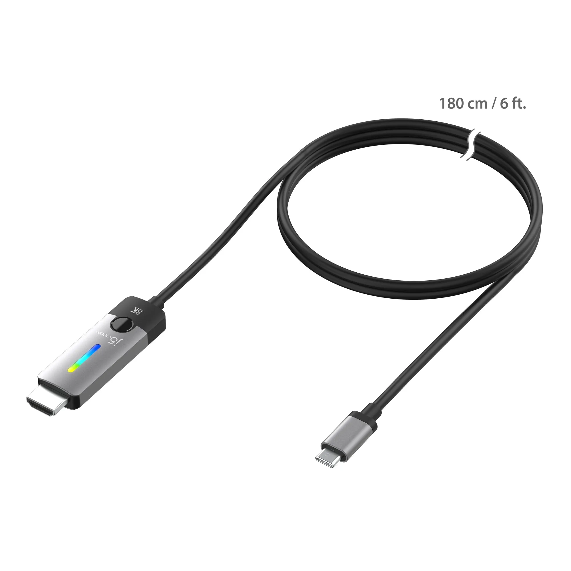 J5create Jcc157 1.8M Usb-C To 8K Hdmi Cable - Grey