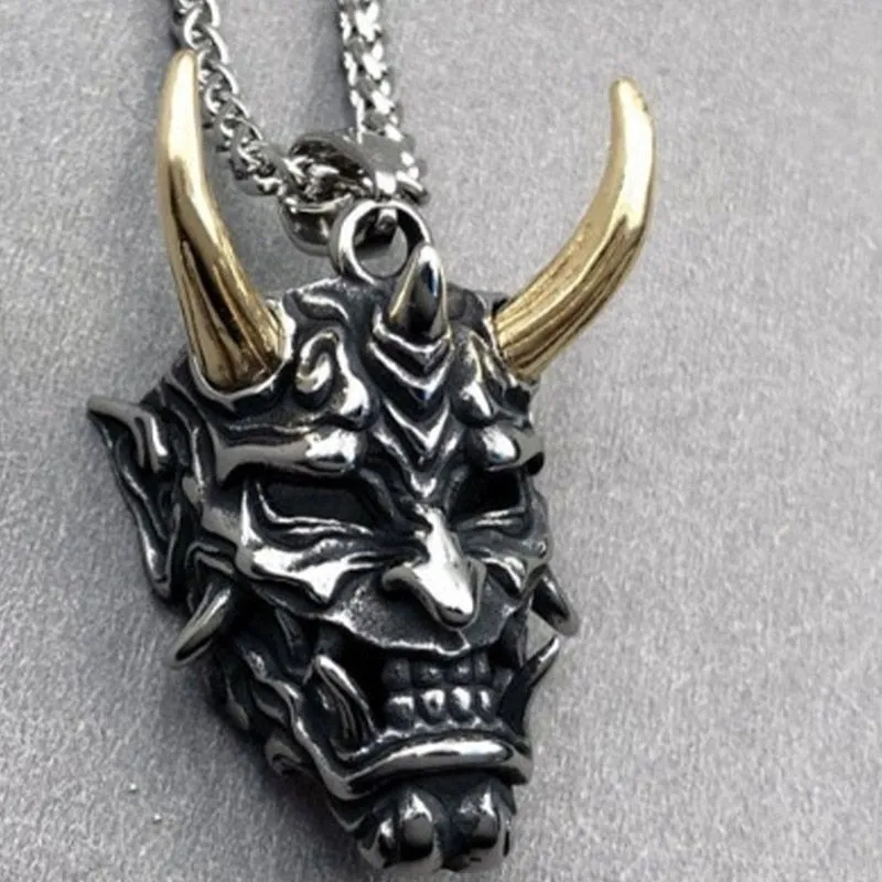 Japanese Ghost Skull Mask Necklace