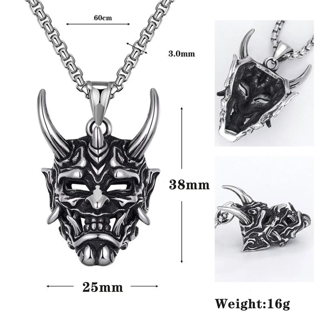 Japanese Ghost Skull Mask Necklace