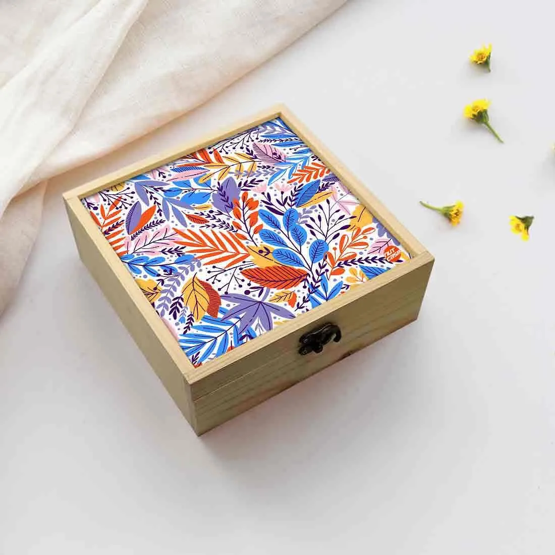 Jewellery Box Wooden Jewelry Organizer -  Colorful Leaf Spring Collection