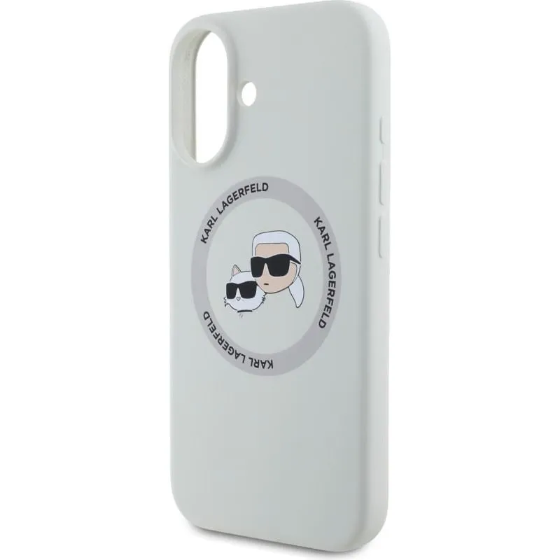 Karl Lagerfeld Liquid Silicone Karl & Choupette Head Case with MagSafe for iPhone 16 6.1" Beige - KLHMP16SSKCHTCE