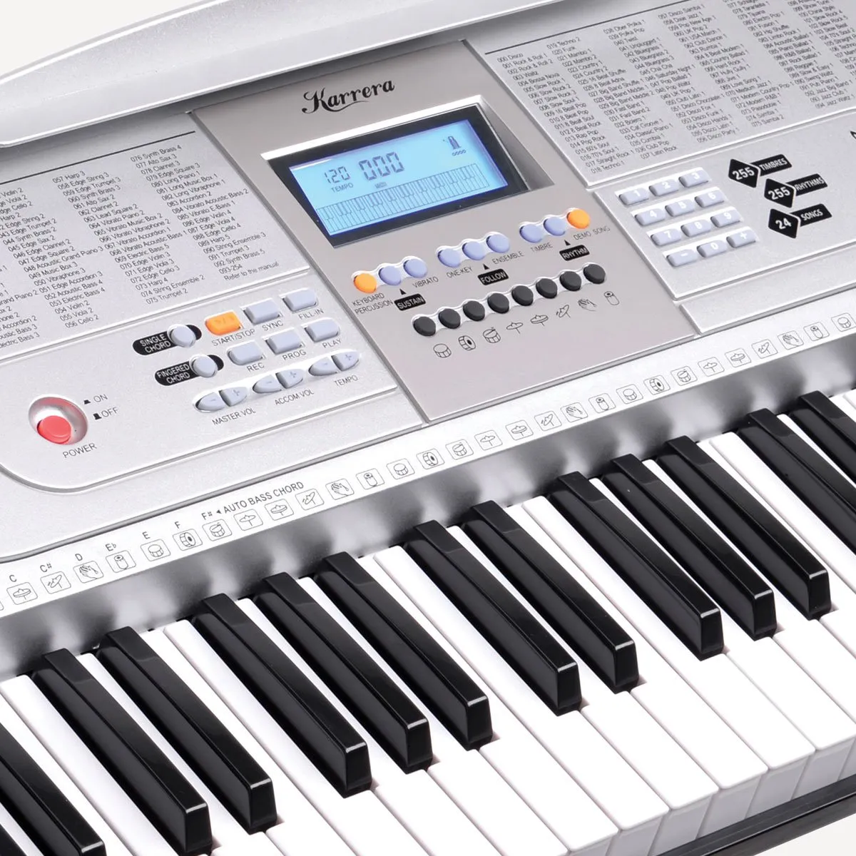 Karrera 61-Key Electronic Keyboard Piano with Stand (Silver)