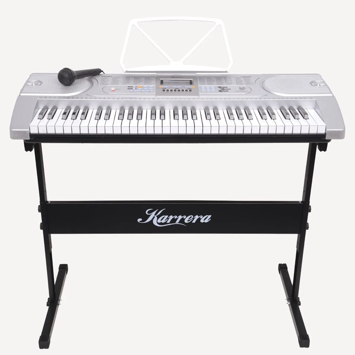 Karrera 61-Key Electronic Keyboard Piano with Stand (Silver)