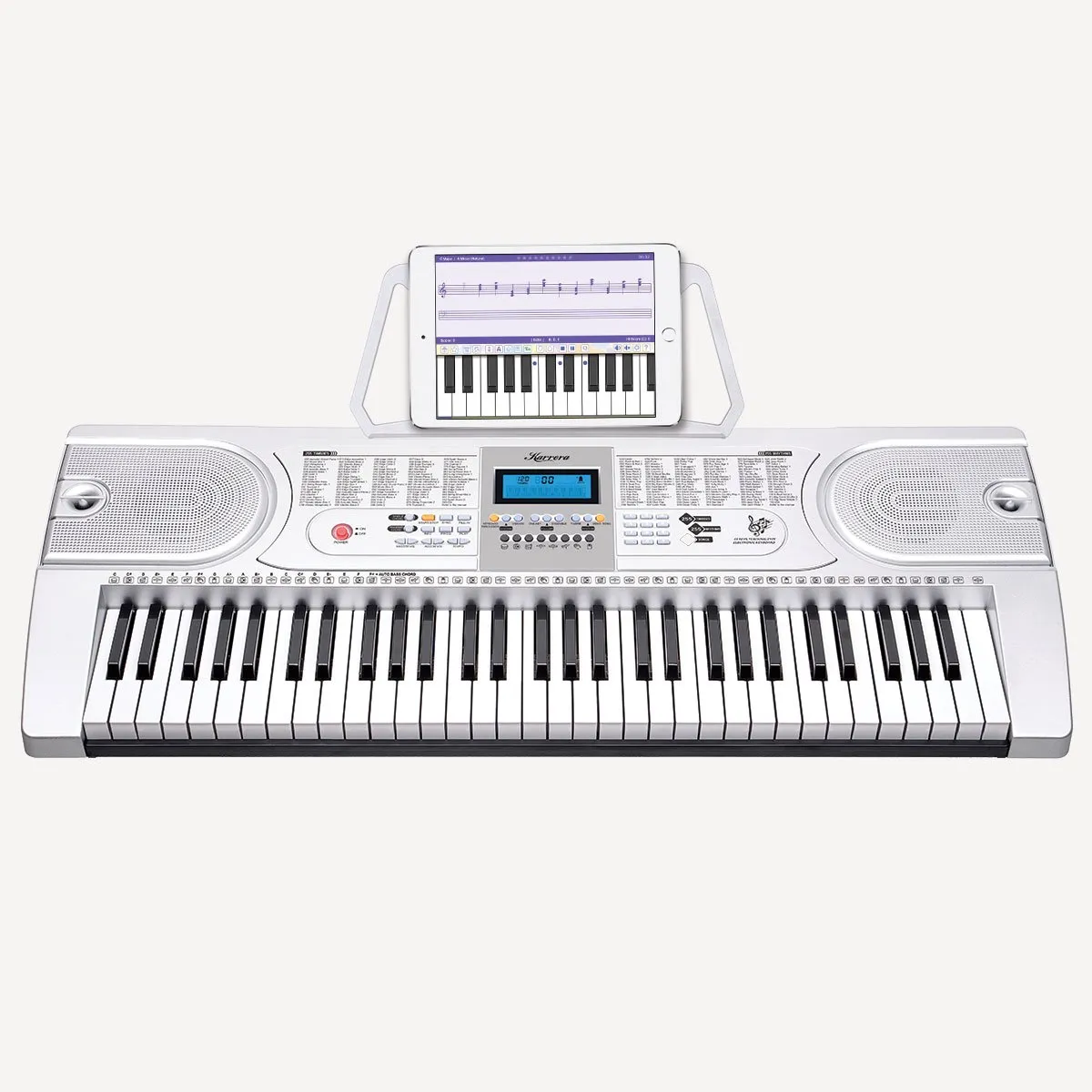 Karrera 61-Key Electronic Keyboard Piano with Stand (Silver)