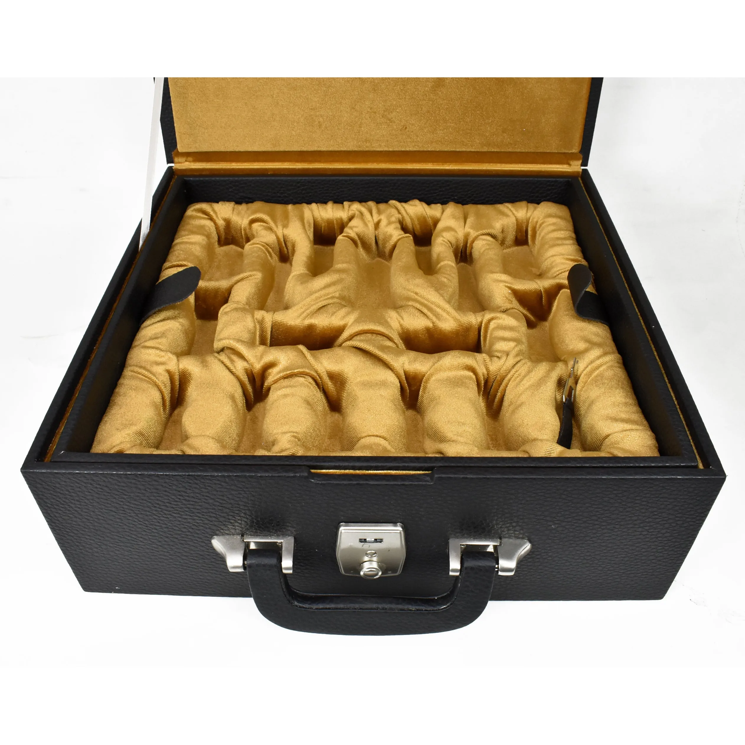 Leatherette Coffer Storage Box for Chess Pieces - 3.5" to 4.1" chessmen - with tray