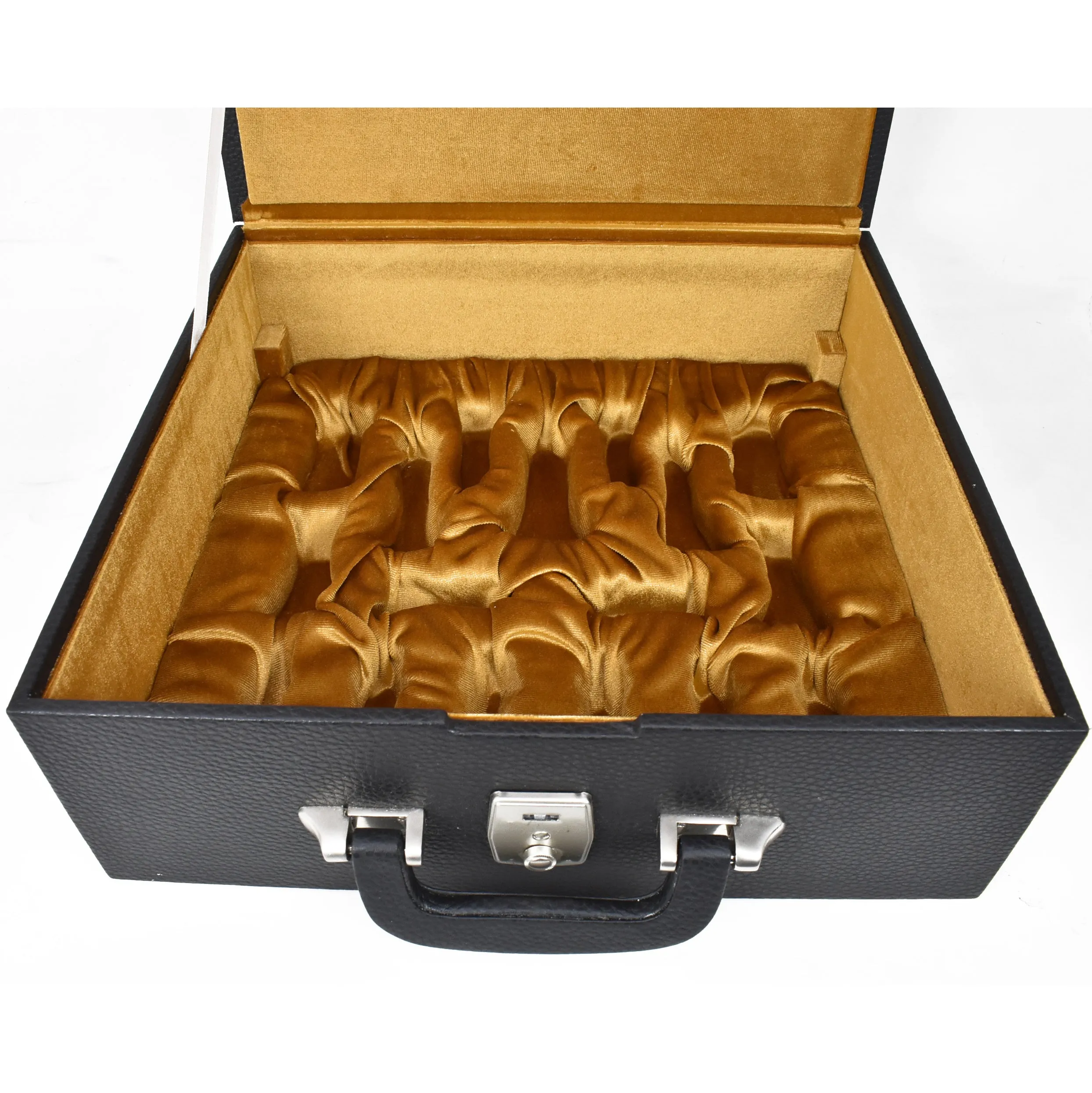 Leatherette Coffer Storage Box for Chess Pieces - 3.5" to 4.1" chessmen - with tray