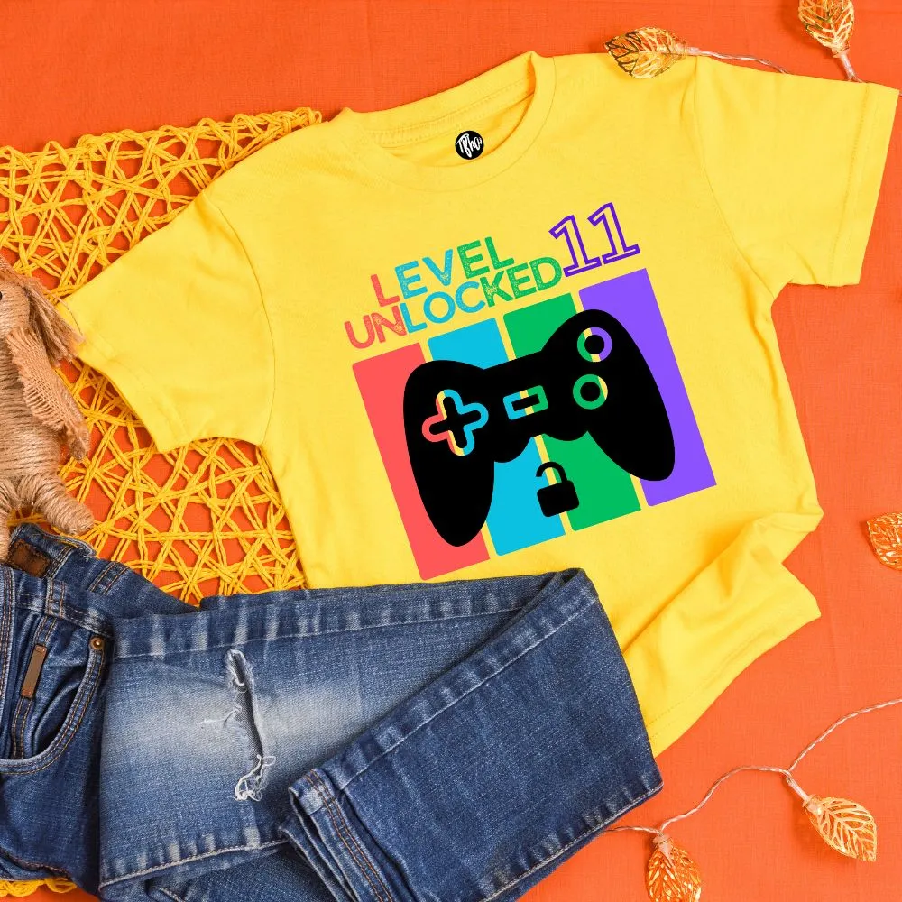 Level 11 Unlocked | 11th Birthday Gaming Theme T-Shirt