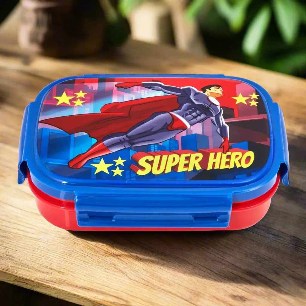 Liza Cartoon Printed Superman 2 Compartment Tiffin Box for School Kids