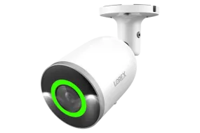 Lorex E894AB 4K 8.0-MP Smart AI PoE IP Wired Security Bullet Camera with Lighting and Deterrence, White