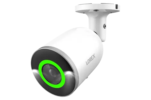 Lorex E894AB 4K 8.0-MP Smart AI PoE IP Wired Security Bullet Camera with Lighting and Deterrence, White