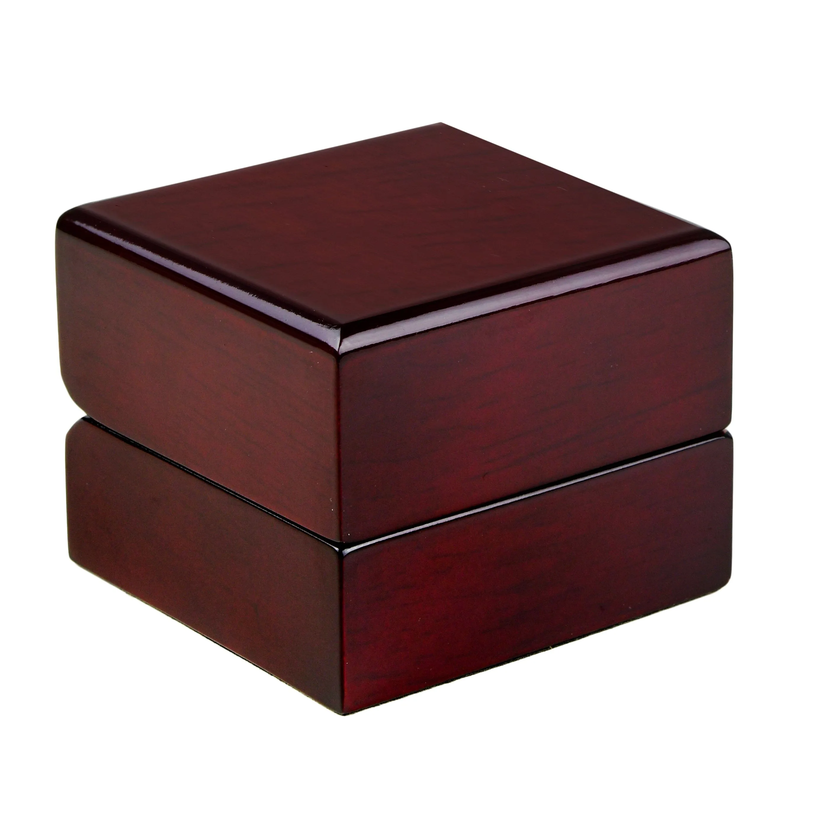 Mahogany Wood LED Ring Box With Black Interior