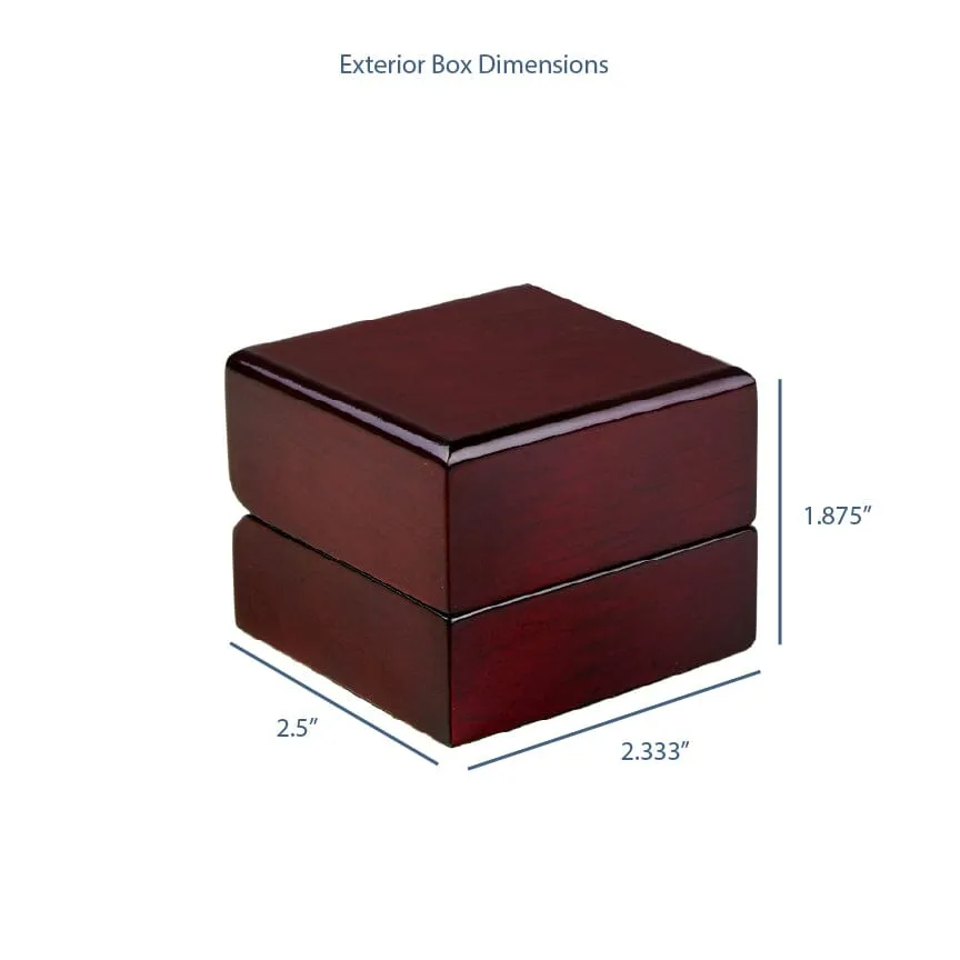 Mahogany Wood LED Ring Box With Black Interior