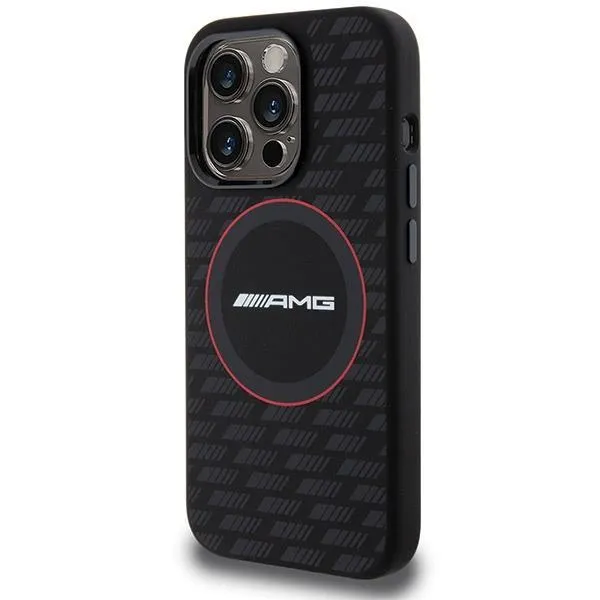 Mercedes AMG Carbon Pattern Liquid Silicone Case with MagSafe for iphone 15 Pro Max 6.7" Black - AMHMP15X23SMRK