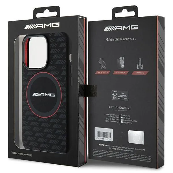 Mercedes AMG Carbon Pattern Liquid Silicone Case with MagSafe for iphone 15 Pro Max 6.7" Black - AMHMP15X23SMRK