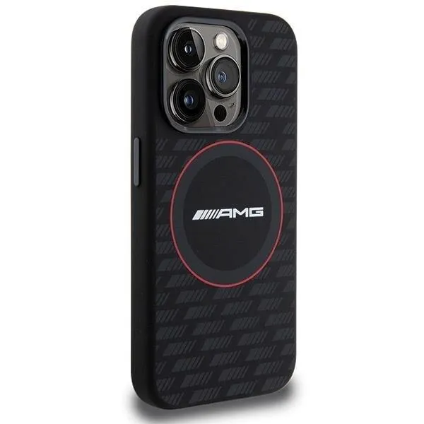 Mercedes AMG Carbon Pattern Liquid Silicone Case with MagSafe for iphone 15 Pro Max 6.7" Black - AMHMP15X23SMRK