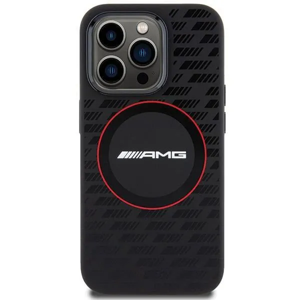 Mercedes AMG Carbon Pattern Liquid Silicone Case with MagSafe for iphone 15 Pro Max 6.7" Black - AMHMP15X23SMRK