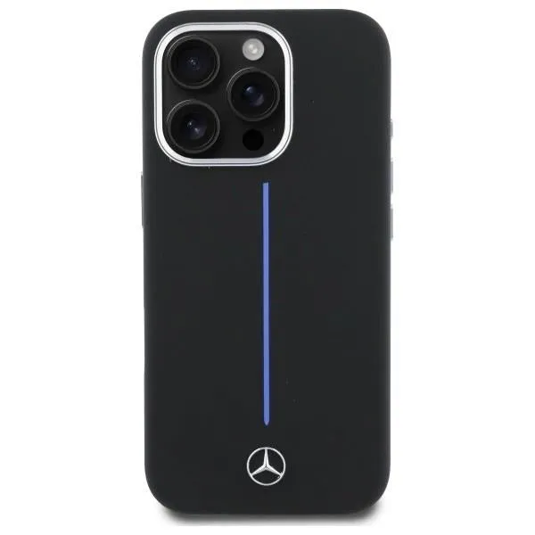 Mercedes Silicone Blue Stripe Case with MagSafe for iPhone 16 Pro 6.3" Black - MEHMP16L23SUMBK