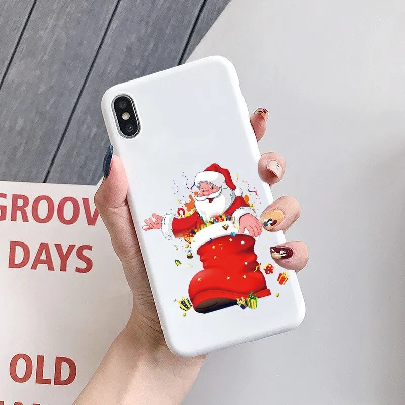 Merry Christmas Silicone Case For iPhone X 7 Plus 8 Xs Max XR New Year Reindeer Fundas For iPhone 6 6S 5 5S SE TPU Back Cover