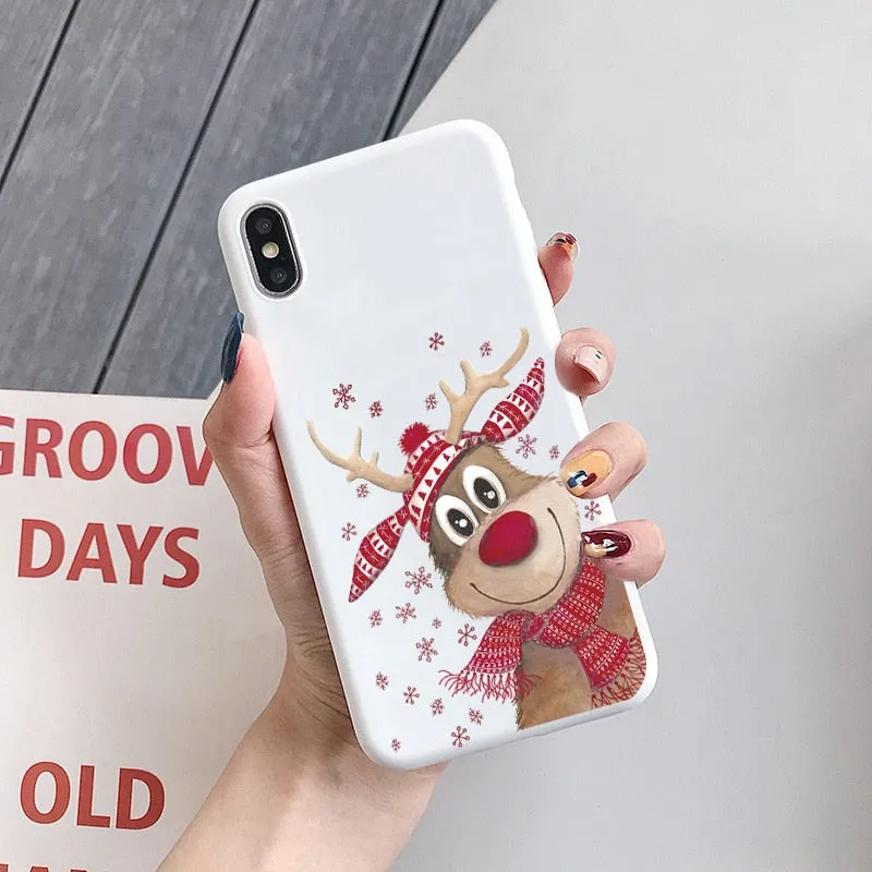 Merry Christmas Silicone Case For iPhone X 7 Plus 8 Xs Max XR New Year Reindeer Fundas For iPhone 6 6S 5 5S SE TPU Back Cover