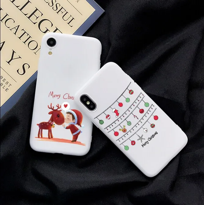 Merry Christmas Silicone Case For iPhone X 7 Plus 8 Xs Max XR New Year Reindeer Fundas For iPhone 6 6S 5 5S SE TPU Back Cover