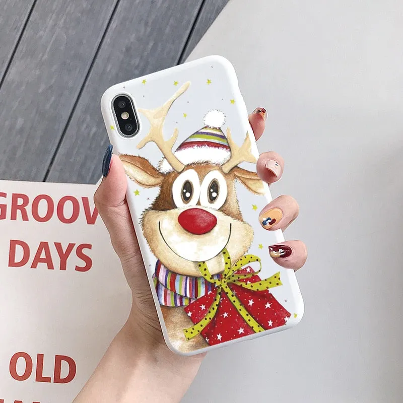 Merry Christmas Silicone Case For iPhone X 7 Plus 8 Xs Max XR New Year Reindeer Fundas For iPhone 6 6S 5 5S SE TPU Back Cover