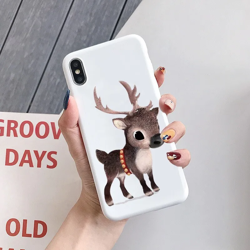 Merry Christmas Silicone Case For iPhone X 7 Plus 8 Xs Max XR New Year Reindeer Fundas For iPhone 6 6S 5 5S SE TPU Back Cover