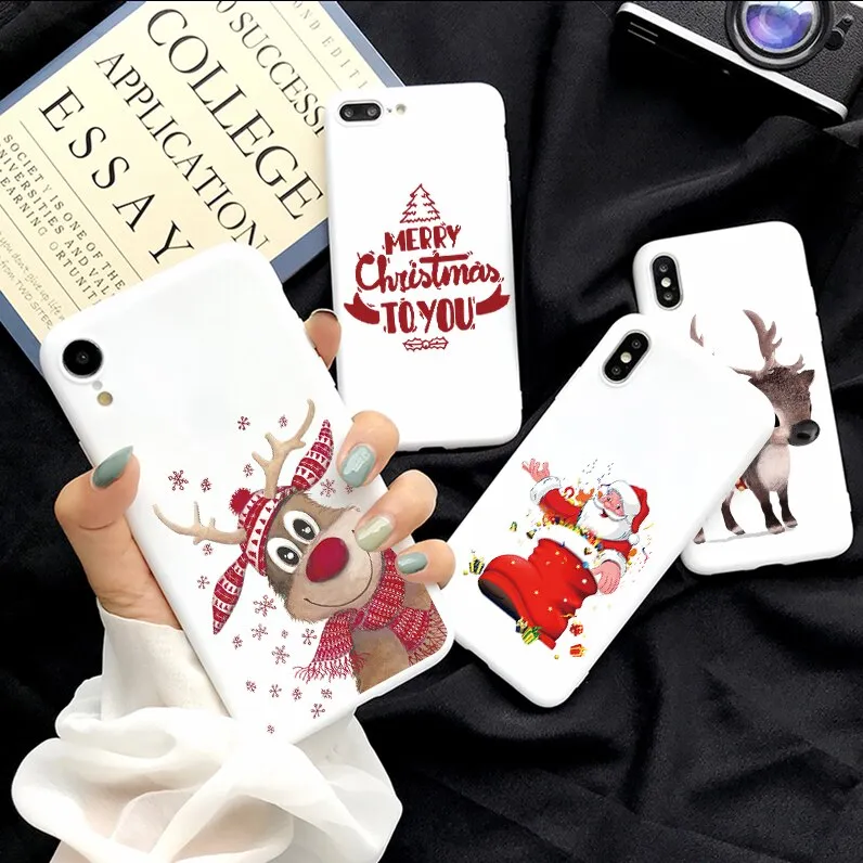 Merry Christmas Silicone Case For iPhone X 7 Plus 8 Xs Max XR New Year Reindeer Fundas For iPhone 6 6S 5 5S SE TPU Back Cover